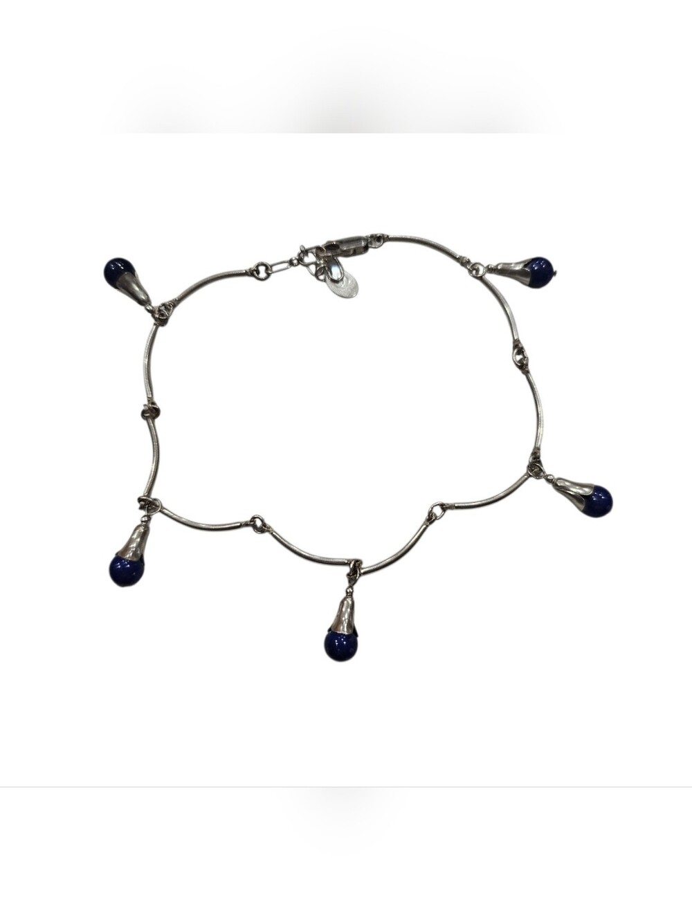 Carolyn Pollack Sterling Silver Lapis Lazuli Anklet 9-10"